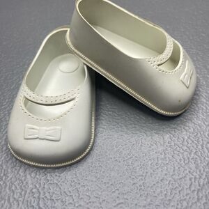 Vintage Mary Jane Doll Shoes 8T White Soft Vinyl Made in USA